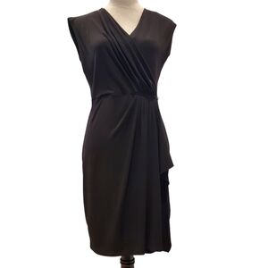 MICHAEL KORS SZ S Little Black Dress Draping Cocktail Midi Sleeveless Stretch
